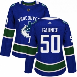 Womens Adidas Vancouver Canucks 50 Brendan Gaunce Premier Blue Home NHL Jersey 