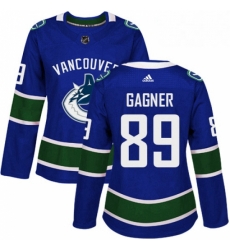 Womens Adidas Vancouver Canucks 89 Sam Gagner Authentic Blue Home NHL Jersey 