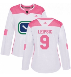 Womens Adidas Vancouver Canucks 9 Brendan Leipsic Authentic White Pink Fashion NHL Jerse