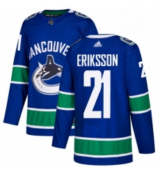 Youth Adidas Vancouver Canucks 21 Loui Eriksson Authentic Blue Home NHL Jersey 