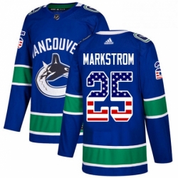 Youth Adidas Vancouver Canucks 25 Jacob Markstrom Authentic Blue USA Flag Fashion NHL Jersey 