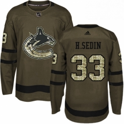 Youth Adidas Vancouver Canucks 33 Henrik Sedin Premier Green Salute to Service NHL Jersey 