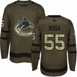 Youth Adidas Vancouver Canucks 55 Alex Biega Authentic Green Salute to Service NHL Jersey 