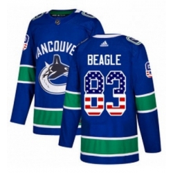 Youth Adidas Vancouver Canucks 83 Jay Beagle Authentic Blue USA Flag Fashion NHL Jersey 