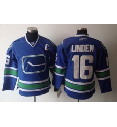 KIDS Vancouver Canucks 16 Trevor Linden Home Blue 3RD Jersey