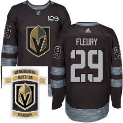 Adidas Golden Knights #29 Marc Andre Fleury Black 1917 2017 100th Anniversary Stitched NHL Inaugural Season Patch Jersey