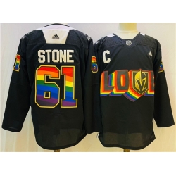 Men Vegas Golden Knights 61 Mark Stone 2022 Black Pride Night Stitched Jersey