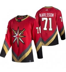 Men Vegas Golden Knights 71 William Karlsson Red Adidas 2020 21 Reverse Retro Alternate NHL Jersey