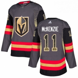 Mens Adidas Vegas Golden Knights 11 Curtis McKenzie Authentic Black Drift Fashion NHL Jersey 