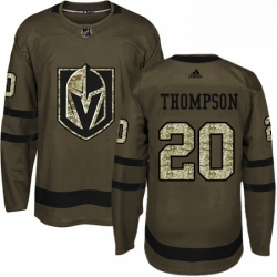 Mens Adidas Vegas Golden Knights 20 Paul Thompson Authentic Green Salute to Service NHL Jersey 