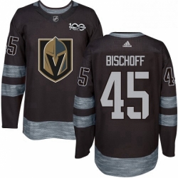 Mens Adidas Vegas Golden Knights 45 Jake Bischoff Authentic Black 1917 2017 100th Anniversary NHL Jersey 