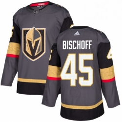 Mens Adidas Vegas Golden Knights 45 Jake Bischoff Premier Gray Home NHL Jersey 