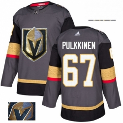 Mens Adidas Vegas Golden Knights 67 Teemu Pulkkinen Authentic Gray Fashion Gold NHL Jersey 