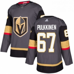 Mens Adidas Vegas Golden Knights 67 Teemu Pulkkinen Premier Gray Home NHL Jersey 