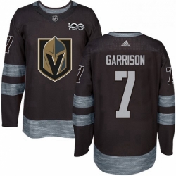 Mens Adidas Vegas Golden Knights 7 Jason Garrison Authentic Black 1917 2017 100th Anniversary NHL Jersey 