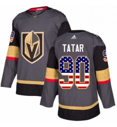 Mens Adidas Vegas Golden Knights 90 Tomas Tatar Authentic Gray USA Flag Fashion NHL Jersey 