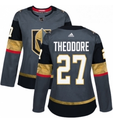 Womens Adidas Vegas Golden Knights 27 Shea Theodore Authentic Gray Home NHL Jersey 