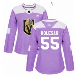 Womens Adidas Vegas Golden Knights 55 Keegan Kolesar Authentic Purple Fights Cancer Practice NHL Jersey 