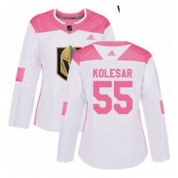 Womens Adidas Vegas Golden Knights 55 Keegan Kolesar Authentic WhitePink Fashion NHL Jersey 