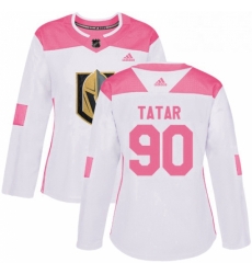 Womens Adidas Vegas Golden Knights 90 Tomas Tatar Authentic White Pink Fashion NHL Jersey 