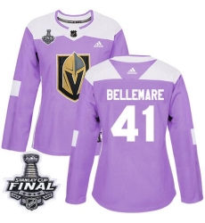 womens pierre edouard bellemare vegas golden knights jersey purple adidas 41 nhl 2018 stanley cup final authentic fights cancer practice