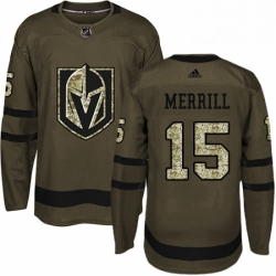 Youth Adidas Vegas Golden Knights 15 Jon Merrill Authentic Green Salute to Service NHL Jersey 