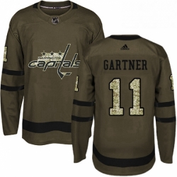 Mens Adidas Washington Capitals 11 Mike Gartner Authentic Green Salute to Service NHL Jersey 