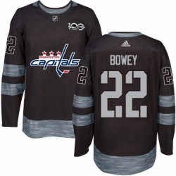 Mens Adidas Washington Capitals 22 Madison Bowey Premier Black 1917 2017 100th Anniversary NHL Jersey 