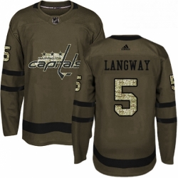 Mens Adidas Washington Capitals 5 Rod Langway Premier Green Salute to Service NHL Jersey 