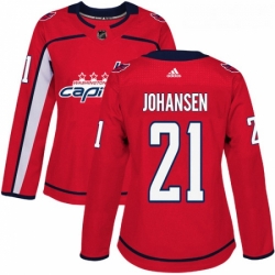 Womens Adidas Washington Capitals 21 Lucas Johansen Premier Red Home NHL Jersey 