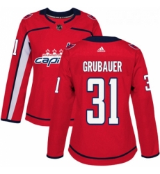 Womens Adidas Washington Capitals 31 Philipp Grubauer Authentic Red Home NHL Jersey 