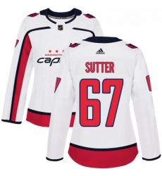 Womens Adidas Washington Capitals 67 Riley Sutter Authentic White Away NHL Jersey 