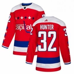 Youth Adidas Washington Capitals 32 Dale Hunter Authentic Red Alternate NHL Jersey 