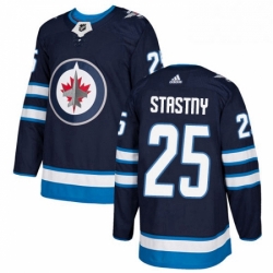 Mens Adidas Winnipeg Jets 25 Paul Stastny Authentic Navy Blue Home NHL Jerse