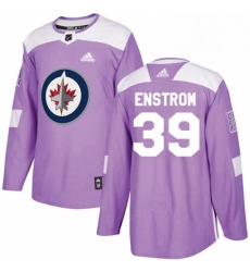 Mens Adidas Winnipeg Jets 39 Tobias Enstrom Authentic Purple Fights Cancer Practice NHL Jersey 