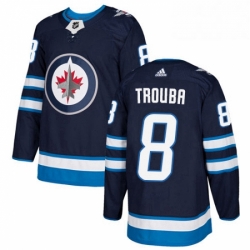 Mens Adidas Winnipeg Jets 8 Jacob Trouba Authentic Navy Blue Home NHL Jersey 