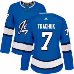 Womens Adidas Winnipeg Jets 7 Keith Tkachuk Authentic Blue Alternate NHL Jersey 