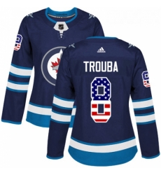 Womens Adidas Winnipeg Jets 8 Jacob Trouba Authentic Navy Blue USA Flag Fashion NHL Jersey 