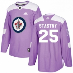 Youth Adidas Winnipeg Jets 25 Paul Stastny Authentic Purple Fights Cancer Practice NHL Jersey 