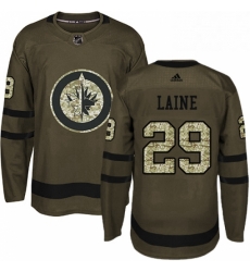 Youth Adidas Winnipeg Jets 29 Patrik Laine Premier Green Salute to Service NHL Jersey 