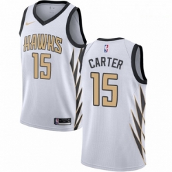 Mens Nike Atlanta Hawks 15 Vince Carter Swingman White NBA Jersey City Edition 