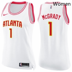 Womens Nike Atlanta Hawks 1 Tracy Mcgrady Swingman WhitePink Fashion NBA Jersey