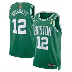 Men Boston Celtics 12 Oshae Brissett Kelly Green 2024 Finals Champions Icon Edition Stitched Basketball Jersey