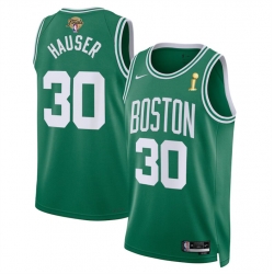 Men Boston Celtics 30 Sam Hauser Kelly Green 2024 Finals Champions Icon Edition Stitched Basketball Jersey