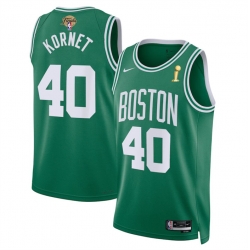 Men Boston Celtics 40 Luke Kornet Kelly Green 2024 Finals Champions Icon Edition Stitched Basketball Jersey