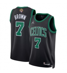 Men Boston Celtics 7 Jaylen Brown Black 2024 Finals Statement Edition Stitched Basketball Jersey