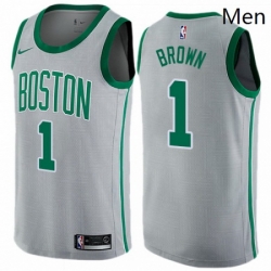 Mens Nike Boston Celtics 1 Walter Brown Swingman Gray NBA Jersey City Edition