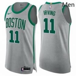 Mens Nike Boston Celtics 11 Kyrie Irving Authentic Gray NBA Jersey City Edition 