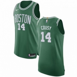 Mens Nike Boston Celtics 14 Bob Cousy Authentic GreenWhite No Road NBA Jersey Icon Edition