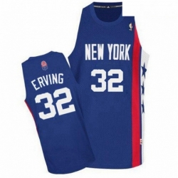 Mens Adidas Brooklyn Nets 32 Julius Erving Authentic Blue ABA Retro Throwback NBA Jersey